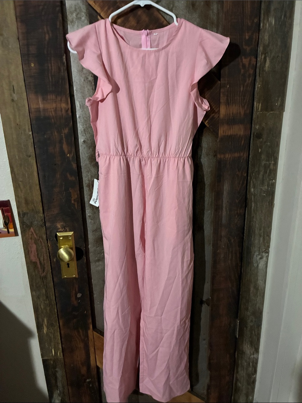 Girls' Pink Ruffle Sleeve Jumpsuit